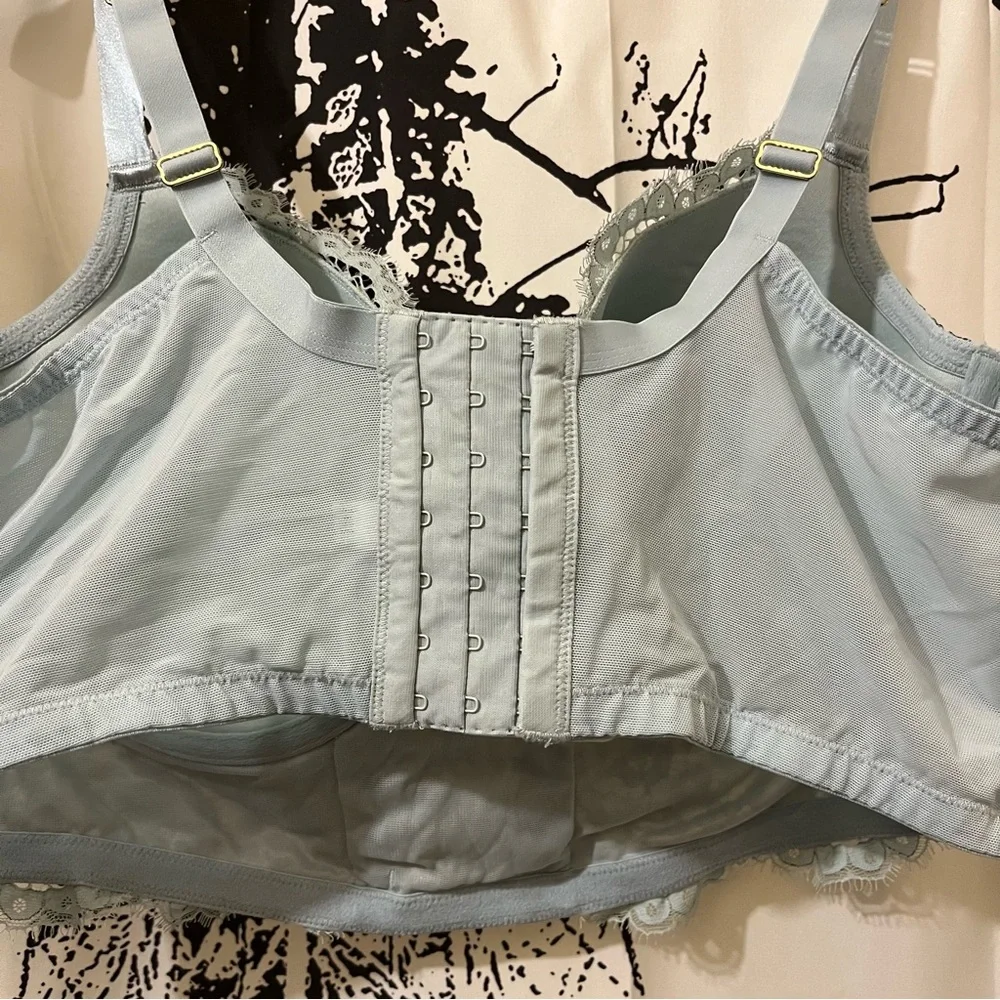 Cacique Lace Balconette Bra Underwire Lace Up Accents Blue 42DD - Picture 8 of 13